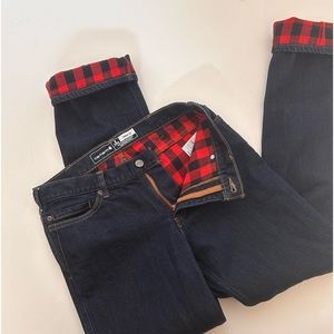 CARHARTT Original Relaxed Fit Holiday BLAINE FLANNEL-LINED Dark Blue Jeans